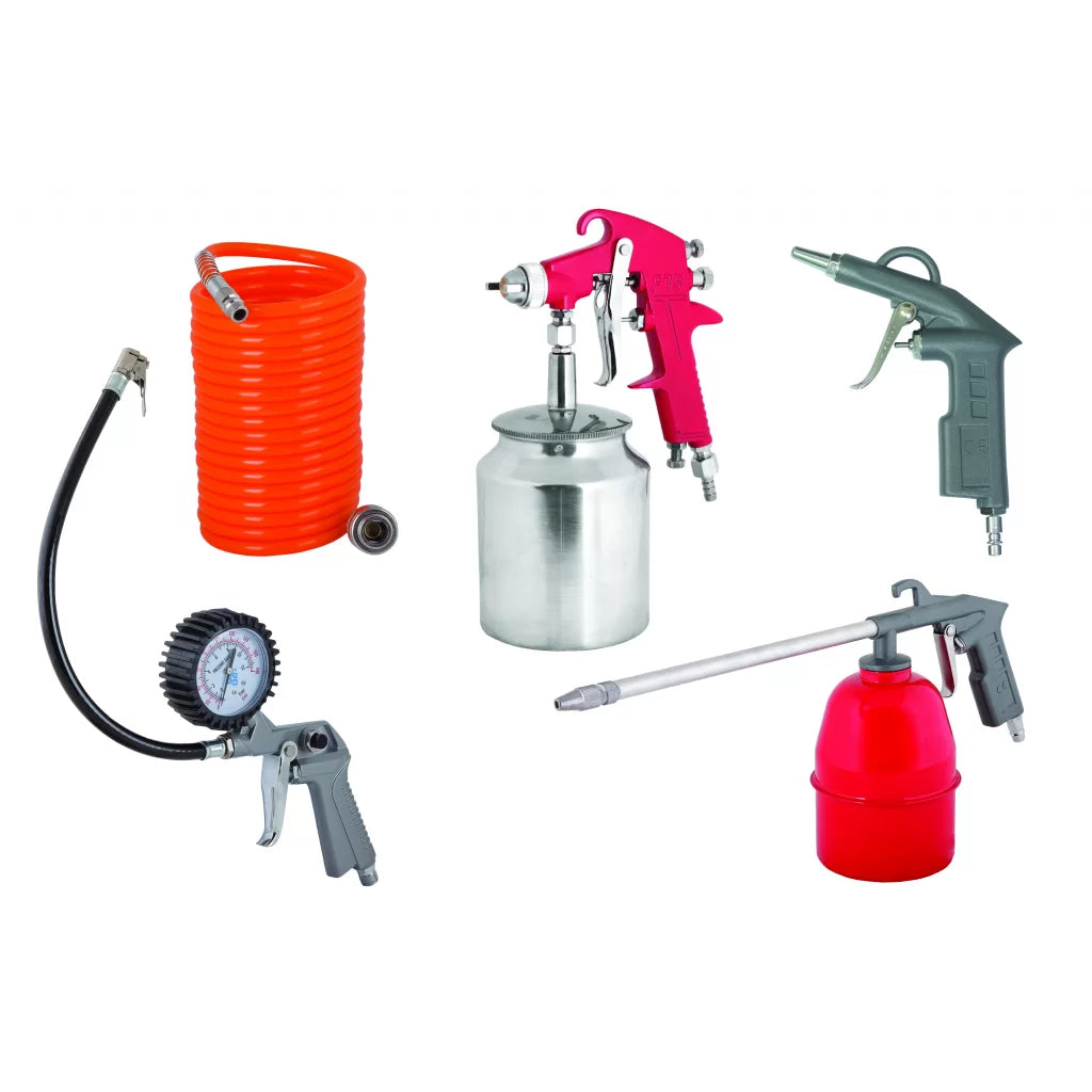 Set pulverizare aer comprimat, 5 piese, furtun 5m, pistoale multiple