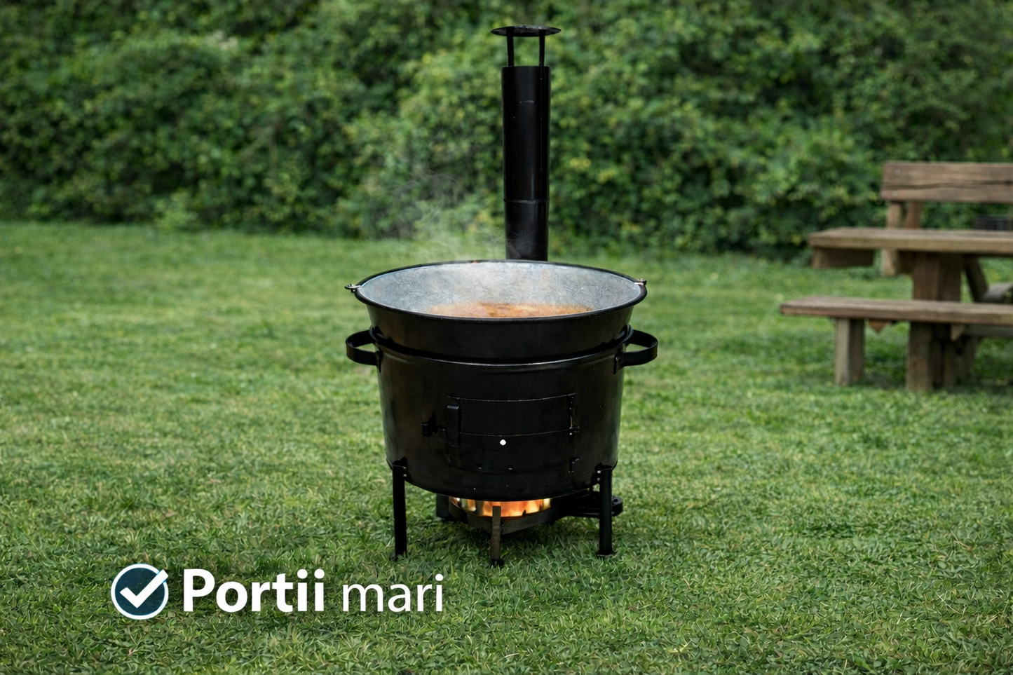 Kit Ceaun 40L cu Arzator si Pirostrie, Set Complet pentru Gatit in Aer Liber
