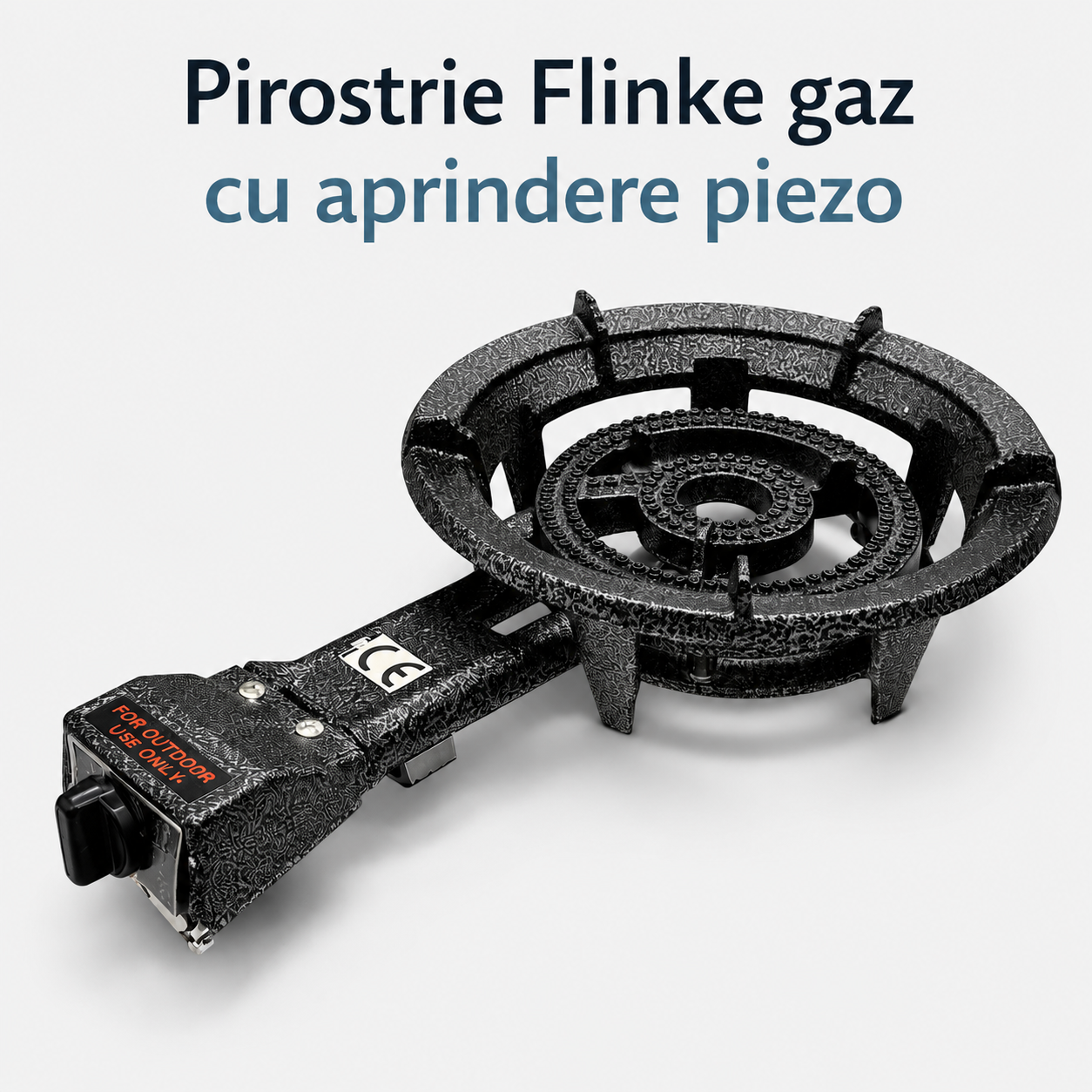 Pirostrie pe Gaz Flinke cu Aprindere Piezo, Fonta, Arzator Dublu Inel, Pentru Ceaun