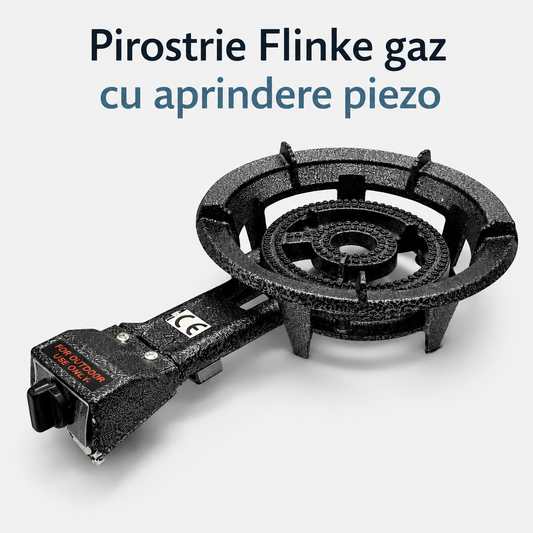 Pirostrie pe Gaz Flinke cu Aprindere Piezo, Fonta, Arzator Dublu Inel, Pentru Ceaun