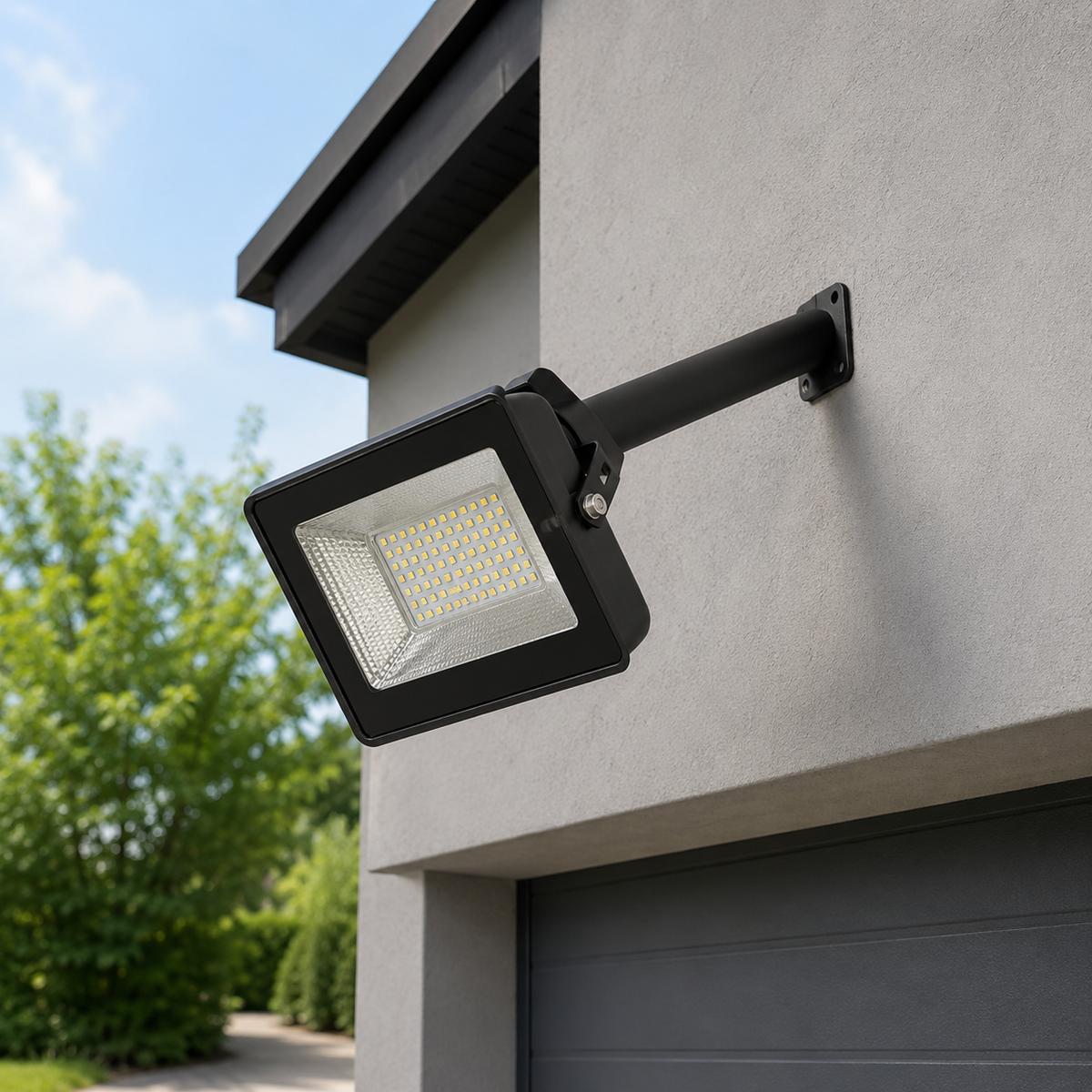 Suport Lampa Stradala pentru Stalp, Metal Negru, Unghi 25° – Montaj Exterior Rezistent