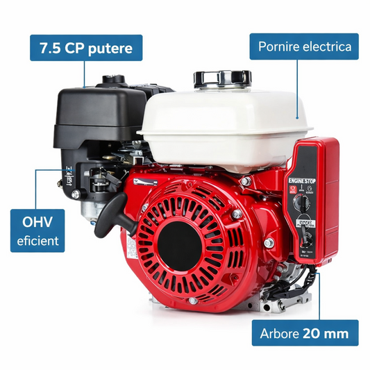 Motor universal benzina 7.5CP, 5 kw, pornire electrica (la cheie)